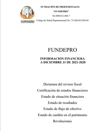 Estados financieros 2021 Fundación de Profesionales